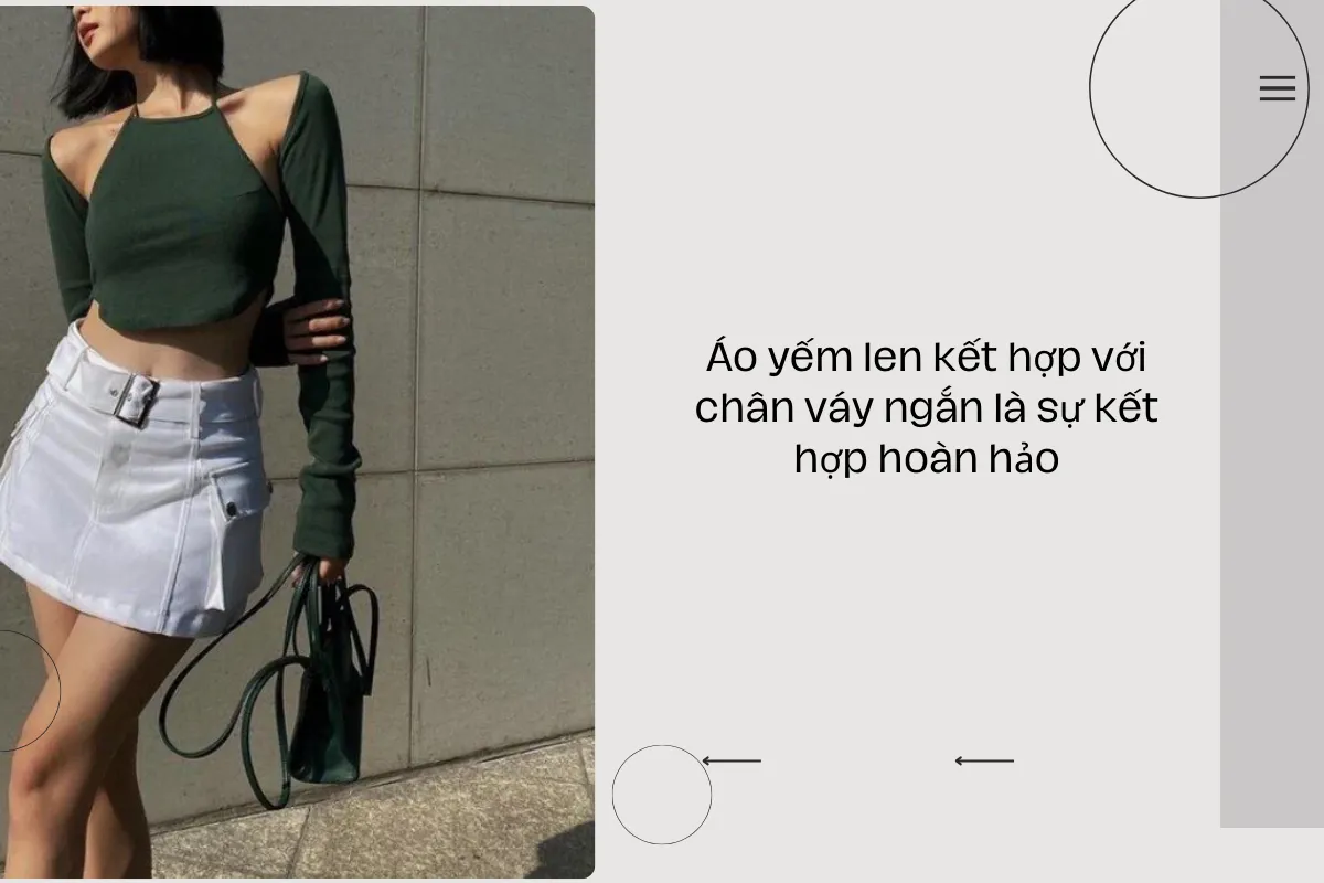 Áo yếm len kết hợp với chân váy ngắn là sự kết hợp hoàn hảo.